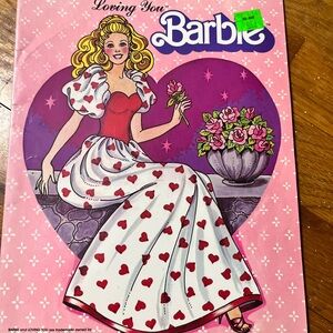 Rare 80s Barbie Loving You Coloring Book with Heart Dress